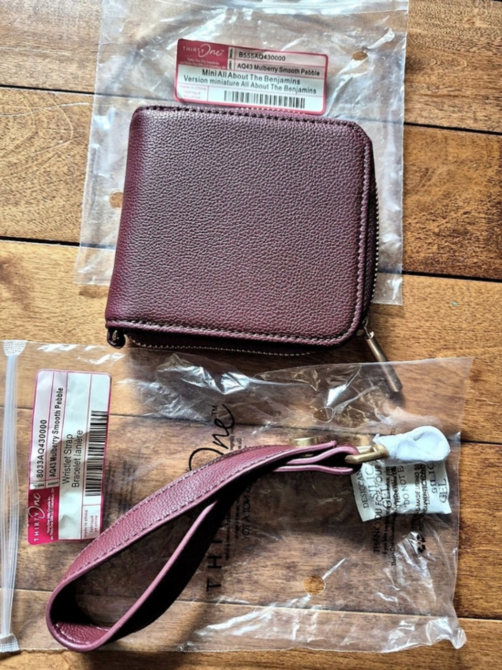 Thirty-One Burgundy Mini All About The Benjamins wallet & Wristlet NWT